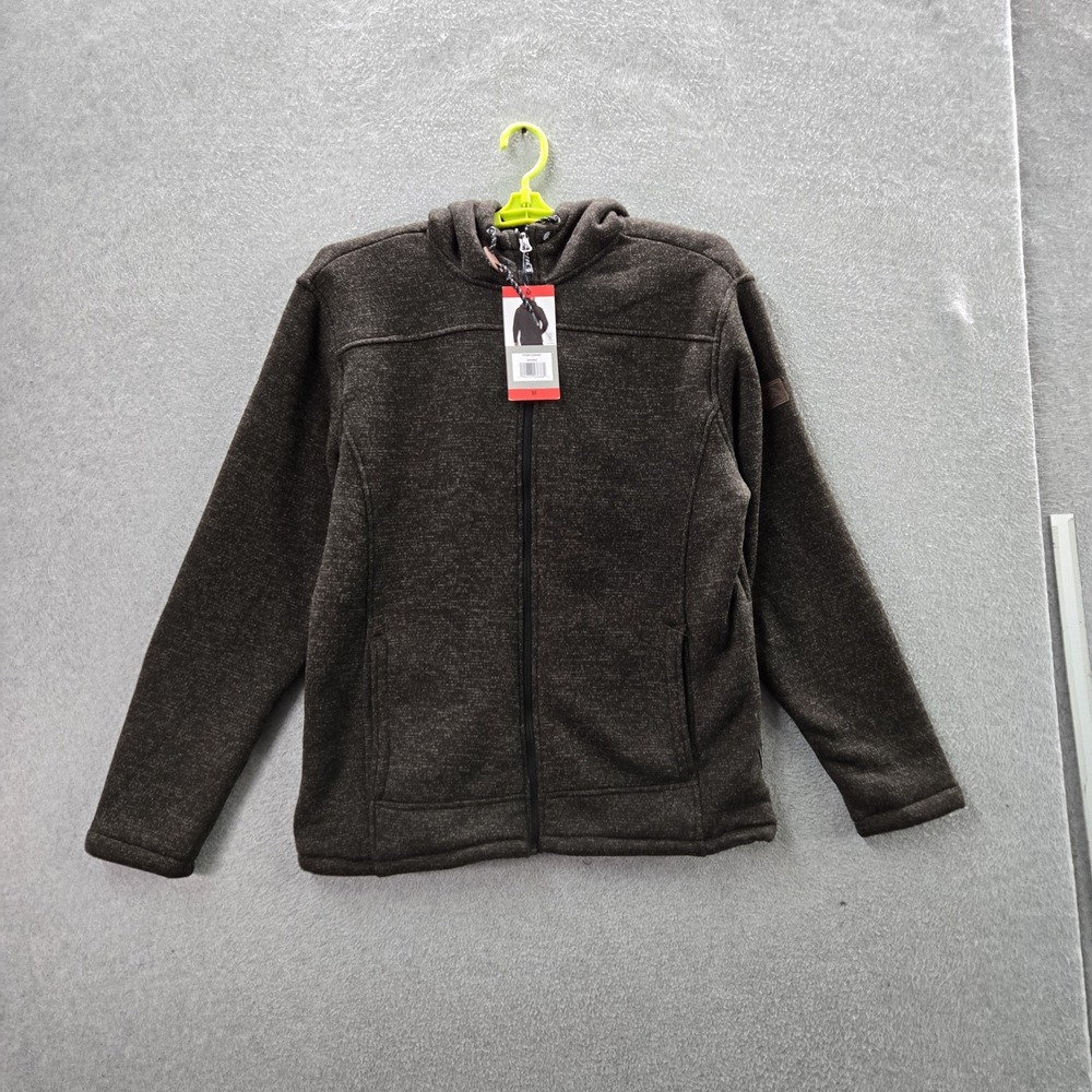 Rugged Elements Men Hoodie M Brown Fleece Lined Faux Fur NWT